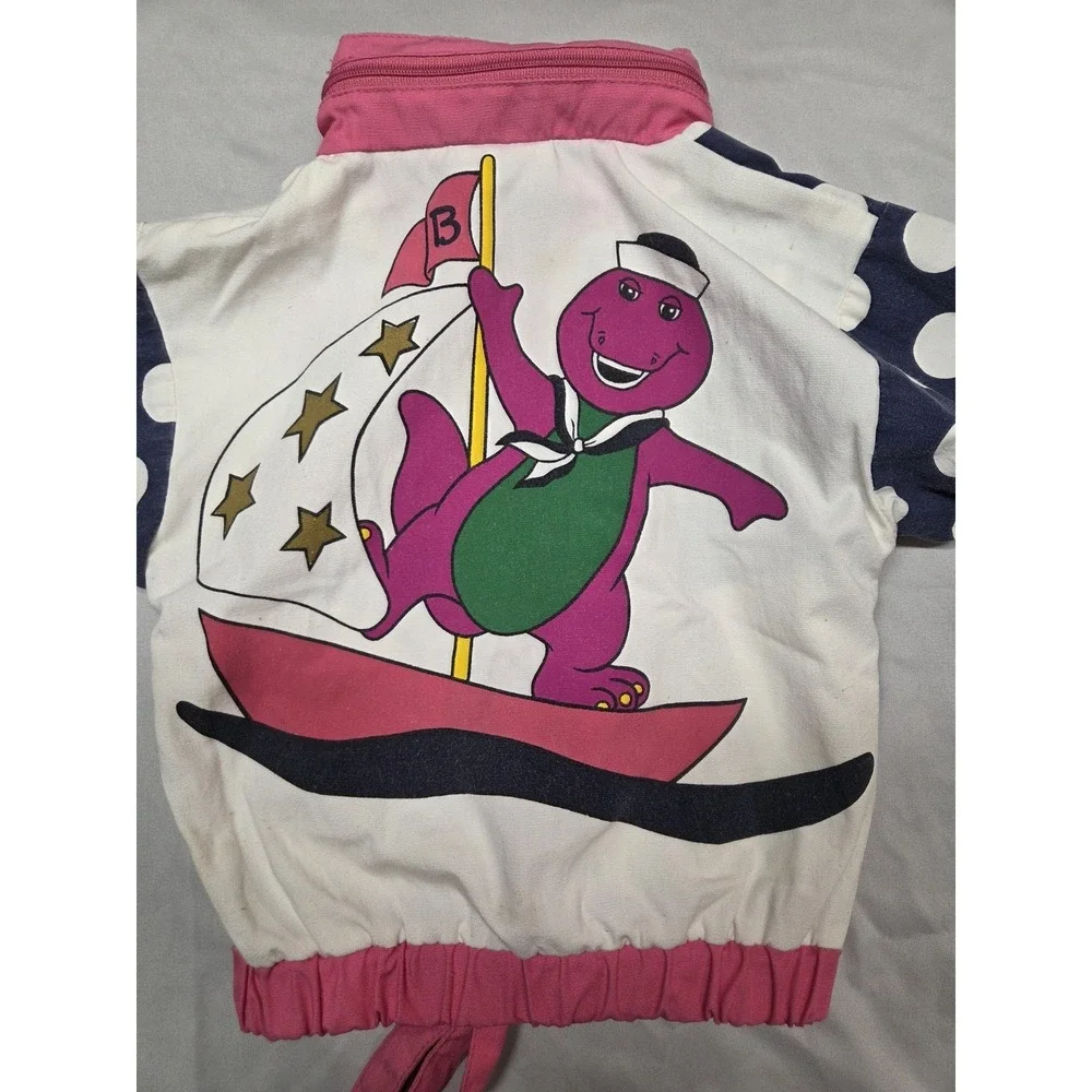 Vintage 1993 Barney the Dinosaur Track Windbreaker Jacket Size 12 Months